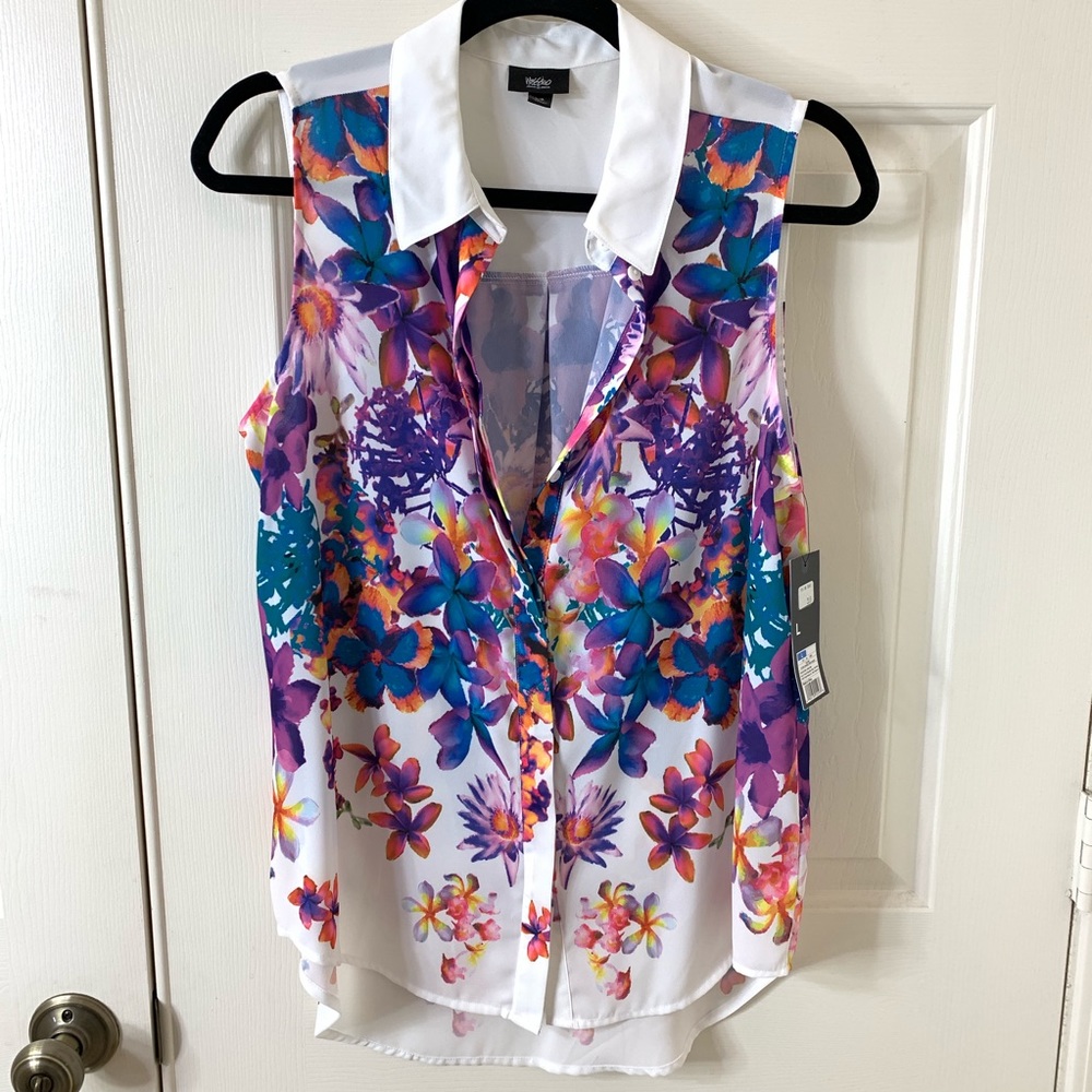 💜 NWT TROPICAL SLEEVELESS MOSSIMO SHIRT SIZE L